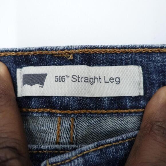 Levi's 505 Jeans Womens Medium Blue Denim Cotton Stretch Zip Fly Pocket Straight - Picture 4 of 7